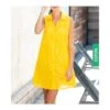 Robe Chemise Egatex Amarillo – Robe de Plage en Voile de Coton Brodée Sans Manches -Lingerie Sipp robe chemise brodee sans manches 05 amarillo