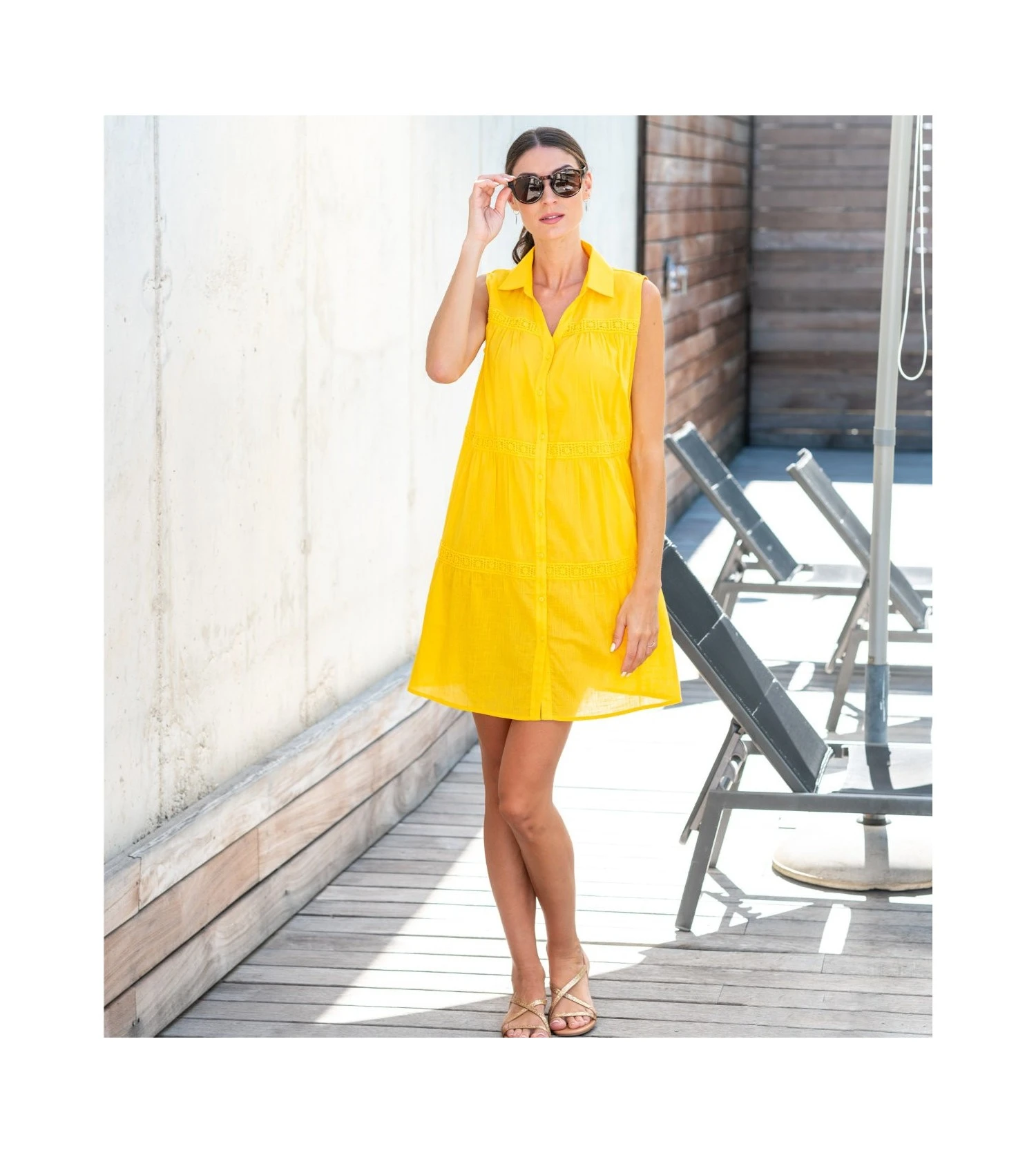 Robe Chemise Egatex Amarillo – Robe de Plage en Voile de Coton Brodée Sans Manches 7 Robe Chemise Egatex Amarillo – Robe de Plage en Voile de Coton Brodée Sans Manches – Image 5