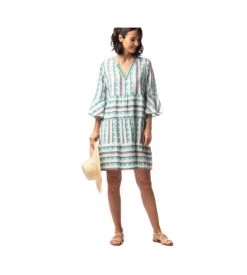 Robe D'été Imprimée En Coton TURQUOISE -Lingerie Sipp robe d ete imprimee en coton turquoise 1