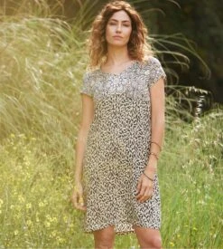 Robe à Manches Courtes Beige Foncé