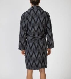 Robe De Chambre Grise Pour Homme Imprimé Graphique -Lingerie Sipp robe de chambre homme imprime noir 3