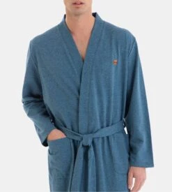 Robe De Chambre Croisée Pour Homme Bleu -Lingerie Sipp robe de chambre kimono homme bleu 2