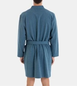 Robe De Chambre Croisée Pour Homme Bleu -Lingerie Sipp robe de chambre kimono homme bleu 3
