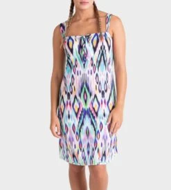 Massana Robe de Plage Imprimée à Fines Bretelles – Coton & Modal Fluide -Lingerie Sipp robe de plage imprimee v23 rose 3