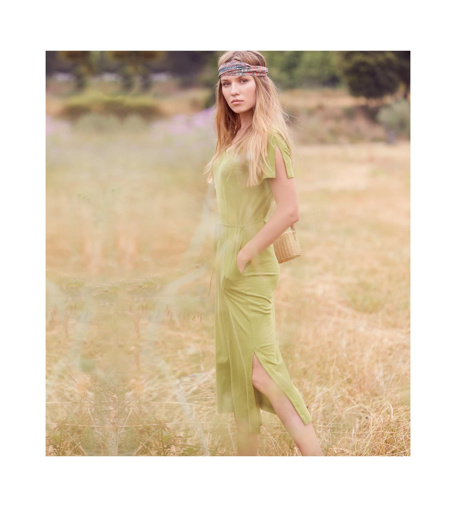 Robe De Plage Longue Unie Kaki 7 Robe De Plage Longue Unie Kaki – Image 5