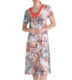 Robe De Plage Manches Courtes Multicolore -Lingerie Sipp robe de plage manches courtes h47 orange 1