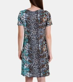 Robe de Plage Massana Bleu Turquoise Imprimé Animalier – Manches Courtes et Col Goutte -Lingerie Sipp robe de plage turquoise bleu 3