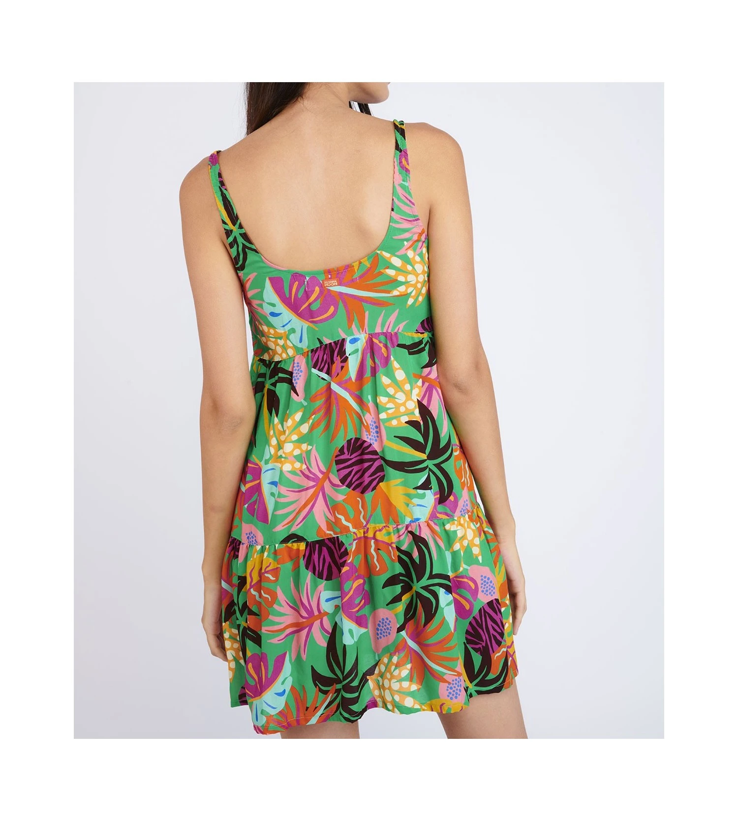 Banana Moon Robe évasée Napuka Palmtropic Vert 5 Banana Moon Robe évasée Napuka Palmtropic Vert – Image 3