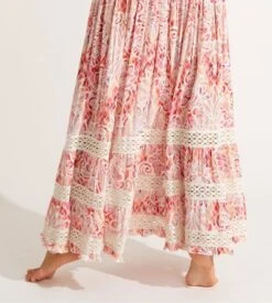 Banana Moon ETHEL FLOWERVIBE Robe Longue 2-en-1 Fleurie Rose – Détails Crochet et Bustier Smocké -Lingerie Sipp robe fleurie bandeau ethel flowervibe crochet rose 2