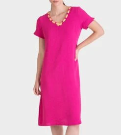 Robe Longue de Plage Rose Massana – Manches Courtes et Décolleté V 8 Robe Longue de Plage Rose Massana – Manches Courtes et Décolleté V -Lingerie Sipp robe longue de plage v23 rose 2