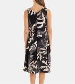 Robe Massana Imprimé Graphique Noir et Beige – Robe d'Été Légère en Viscose -Lingerie Sipp robe longue sans manches noir 3