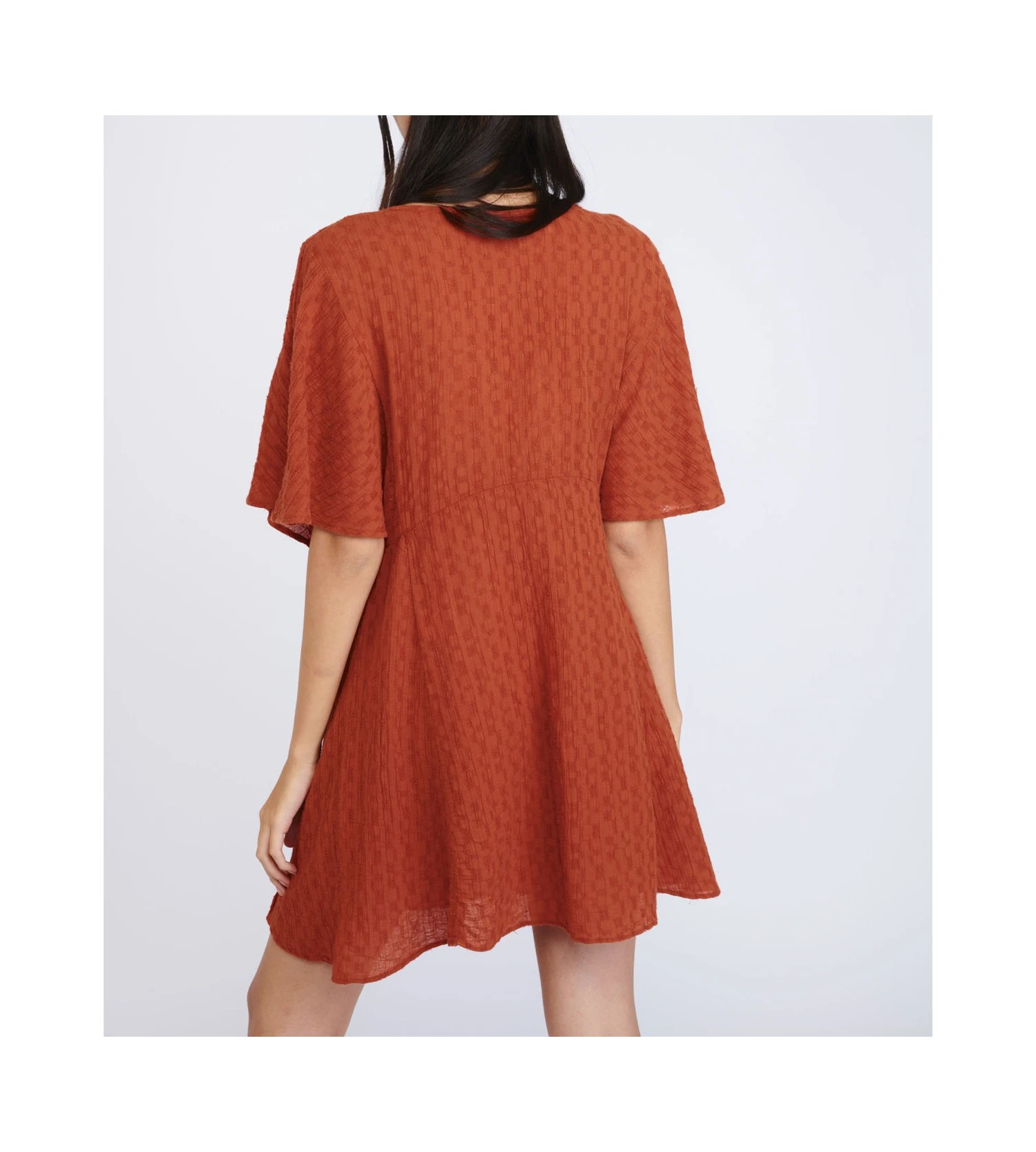 Banana Moon Ayame Lightup Cuivre - Robe de Plage Brodée Manches 3/4 Terracotta 4 Banana Moon Ayame Lightup Cuivre - Robe de Plage Brodée Manches 3/4 Terracotta – Image 2