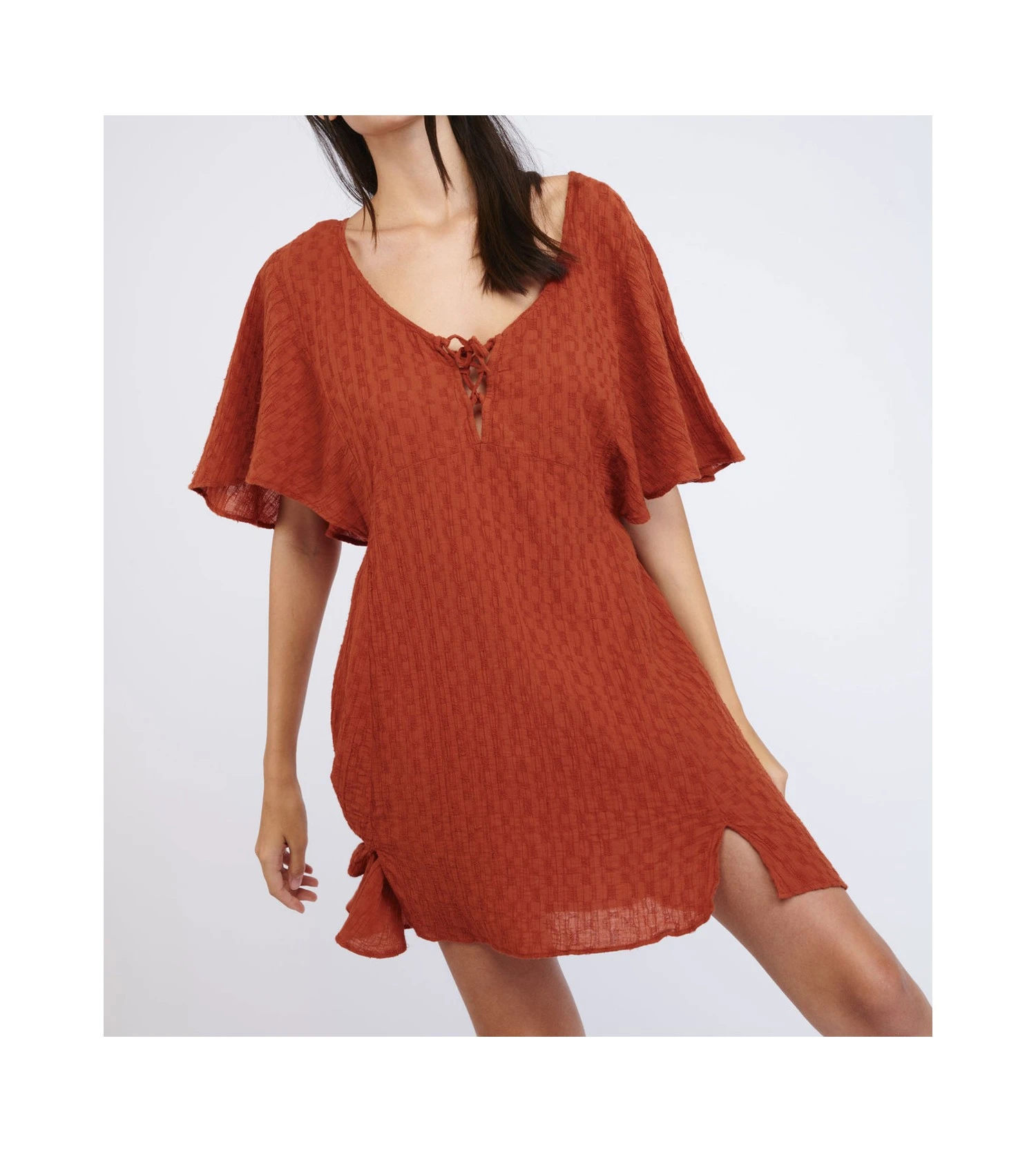 Banana Moon Ayame Lightup Cuivre - Robe de Plage Brodée Manches 3/4 Terracotta 3 Banana Moon Ayame Lightup Cuivre - Robe de Plage Brodée Manches 3/4 Terracotta