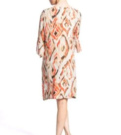 Egatex Robe Multicolore Imprimée – Manches 3/4 Volantées Coupe Fluide d'Été -Lingerie Sipp robe manches 3 4 volantees multicolore 2