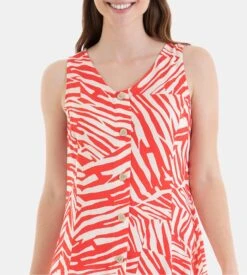 Massana Robe Longue d'Été Orange à Rayures Rouges et Blanches - Style Évasé Sans Manches 10 Massana Robe Longue d'Été Orange à Rayures Rouges et Blanches - Style Évasé Sans Manches -Lingerie Sipp robe sans manches effet lin corail 2