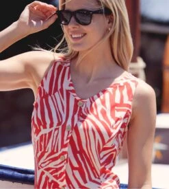 Massana Robe Longue d'Été Orange à Rayures Rouges et Blanches - Style Évasé Sans Manches 13 Massana Robe Longue d'Été Orange à Rayures Rouges et Blanches - Style Évasé Sans Manches -Lingerie Sipp robe sans manches effet lin corail 5