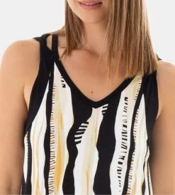 Robe Sans Manches évasée Biege/Noir 8 Robe Sans Manches évasée Biege/Noir -Lingerie Sipp robe sans manches noir 2