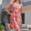 Robe Sans Manches Imprimé Aquarelle Multicolore -Lingerie Sipp robe sans manches rose