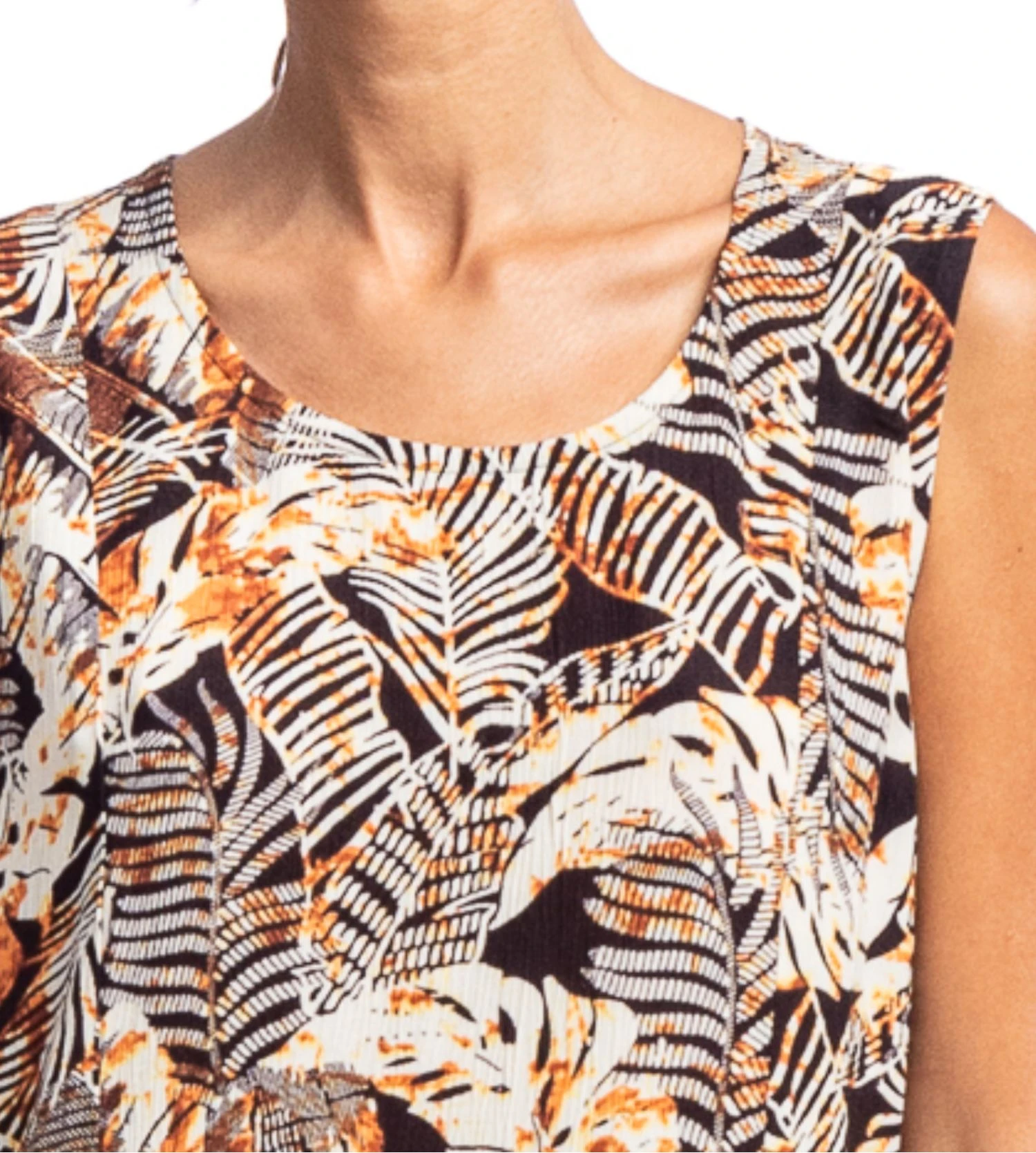 Robe Courte Sans Manches Imprimé Jungle Noir/Marron 6 Robe Courte Sans Manches Imprimé Jungle Noir/Marron – Image 4