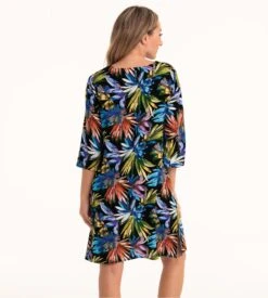 Anita Salla Robe d’Été Manches 3/4 Imprimée Tropicale – Tunique Légère Lin et Viscose -Lingerie Sipp robe viscose imprimee agave 2