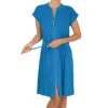 Robe Zippée Wewo Fashion Caribic en Coton Éponge Bleu - Sortie de Bain à Manches Courtes -Lingerie Sipp robe zipee eponge 100cm caribic
