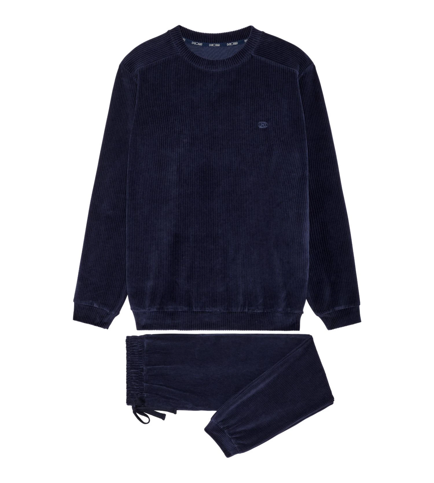 HOM Ronnie Bleu Marine Velours Côtelé Logo Brodé – Pyjama Homme Streetwear 4 HOM Ronnie Bleu Marine Velours Côtelé Logo Brodé – Pyjama Homme Streetwear – Image 2