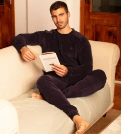 Pyjama En Velours Côtelé Homme Bleu Marine Ronnie