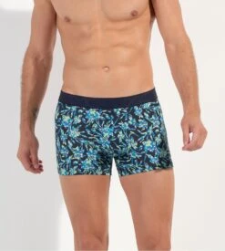 Boxer HOM SANTIAGO Navy Print – Imprimé Camouflage Bleu et Jaune en Coton Modal -Lingerie Sipp santiago boxer p0ra navy print bleu 7