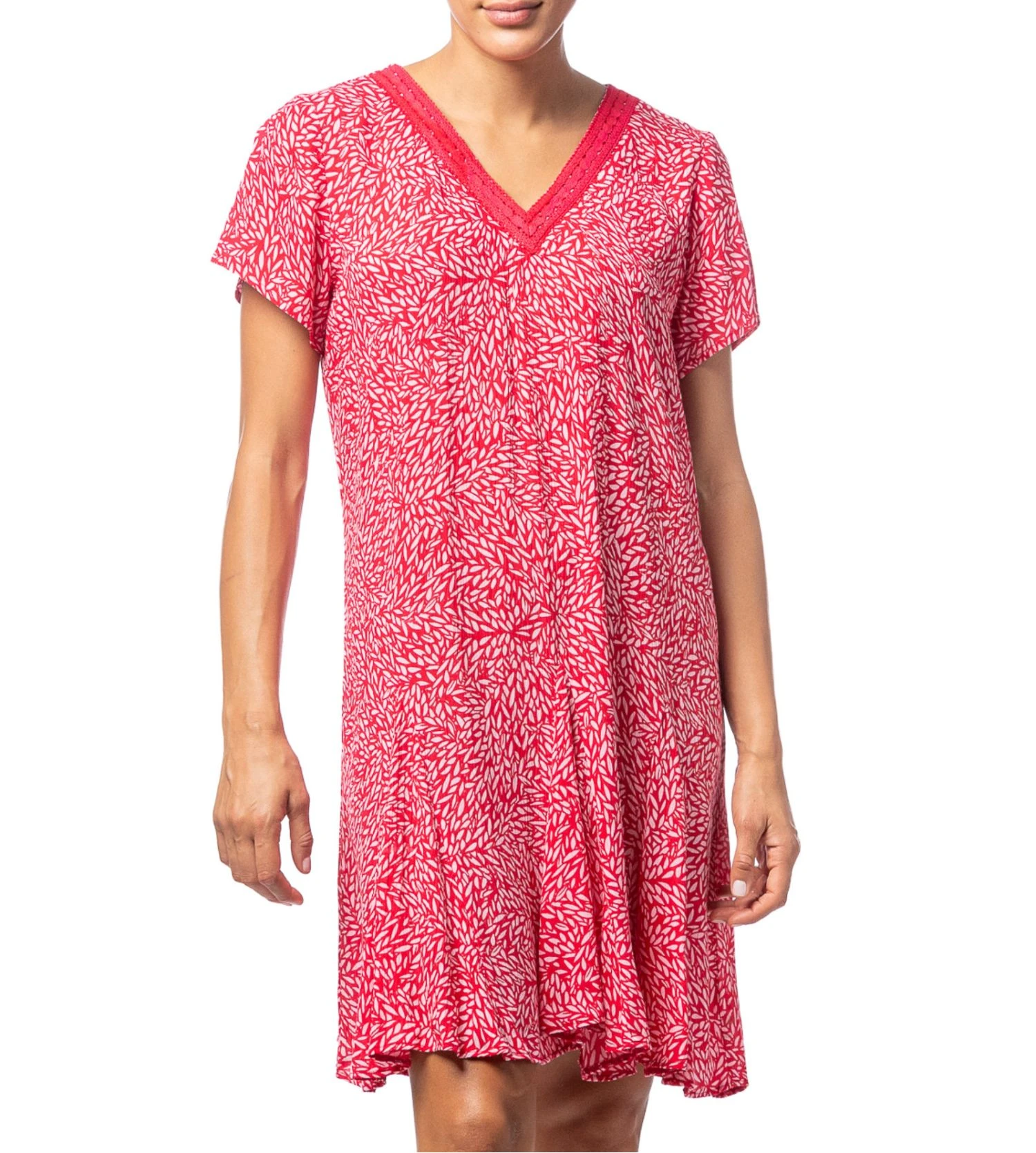 Egatex Robe Senorette Rouge Fraise - Robe Courte en Éponge de Viscose à Imprimé Fleuri 4 Egatex Robe Senorette Rouge Fraise - Robe Courte en Éponge de Viscose à Imprimé Fleuri – Image 2