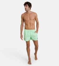 Short de Bain Massana Vert Anis à Motif Feuillage Blanc – Maillot de Bain Homme Plage -Lingerie Sipp short de bain court h d82 citron vert 2