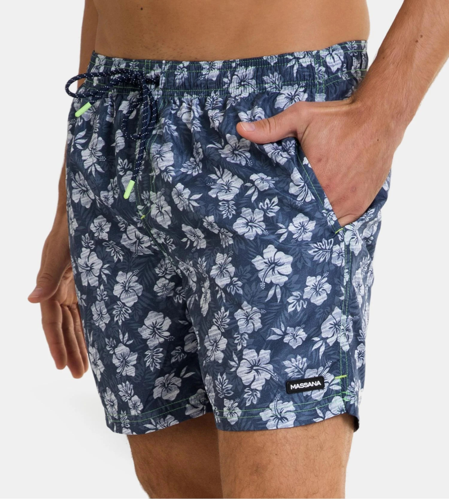 Short de Bain Massana Bleu Marine à Motif Fleuri Hawaïen – Maillot de Plage Confort 4 Short de Bain Massana Bleu Marine à Motif Fleuri Hawaïen – Maillot de Plage Confort – Image 2