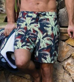Short De Plage Imprimé 3075 Marine / Vert
