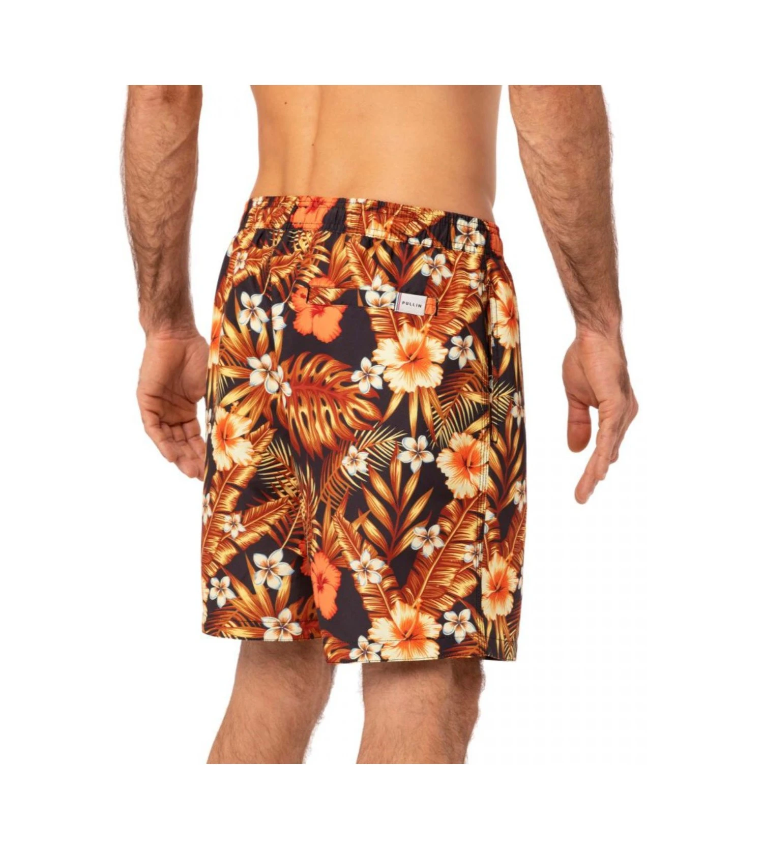 PULLIN Pako Palm Tropical Print – Gold Surfboard Embroidery Peach-Skin Swim Shorts 4 PULLIN Pako Palm Tropical Print – Gold Surfboard Embroidery Peach-Skin Swim Shorts – Image 2