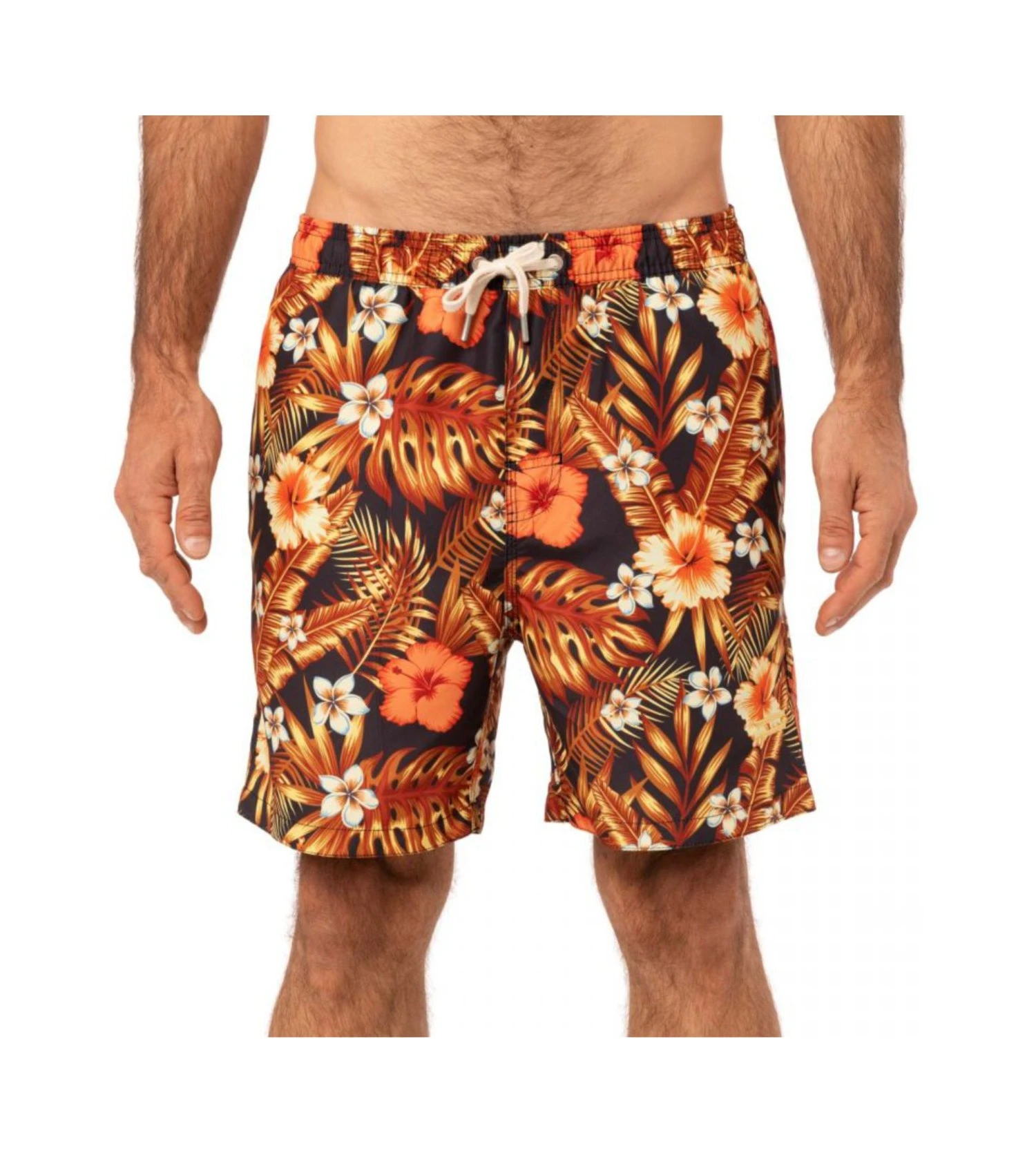 PULLIN Pako Palm Tropical Print – Gold Surfboard Embroidery Peach-Skin Swim Shorts 6 PULLIN Pako Palm Tropical Print – Gold Surfboard Embroidery Peach-Skin Swim Shorts – Image 4