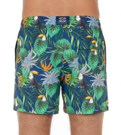 HOM Short de Bain Toucan Navy – Maillot de Plage Imprimé Tropical et Séchage Rapide -Lingerie Sipp short de plage toucan p0ra navy print 2