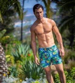 HOM Short de Bain Toucan Navy – Maillot de Plage Imprimé Tropical et Séchage Rapide -Lingerie Sipp short de plage toucan p0ra navy print 4