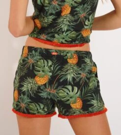 Banana Moon Douglas Greenery Noir – Short en Pur Lin Imprimé Tropical et Finitions Frangées -Lingerie Sipp short effet lin douglas greenery noir kbb01 2