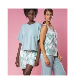 Short Imprimé Effet Délavé TURQUOISE -Lingerie Sipp short imprime effet delave turquoise 2