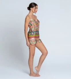 Lise Charmel Short en Satin de Viscose Libertine en Fleurs – Imprimé Floral Néo-Bohème -Lingerie Sipp short imprime en soie libertine en fleurs libre eclosion 5