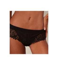 Simone Perele Shorty En Satin Et Tulle Brodé Wish NOIR -Lingerie Sipp shorty en satin et tulle brode wish noir 2