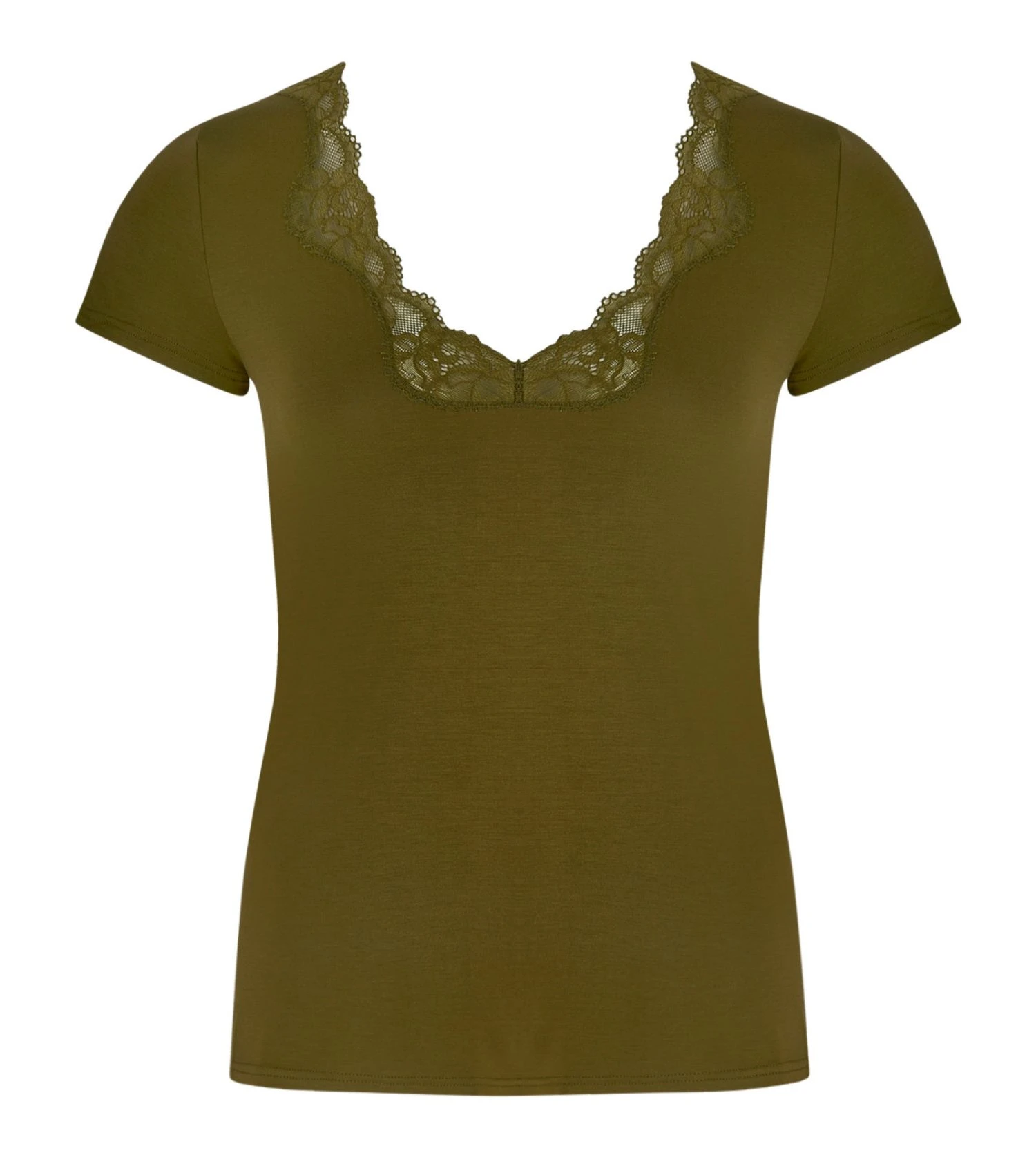 Antigel Simply Perfect Vert Mousse – Top Manches Courtes en Modal avec Galons de Dentelle 3 Antigel Simply Perfect Vert Mousse – Top Manches Courtes en Modal avec Galons de Dentelle