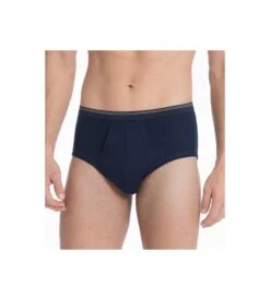 Calida Twisted Cotton Marine - Slip Midi avec Ouverture Frontale en Pur Coton