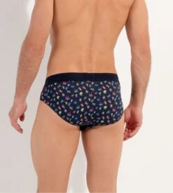 HOM Slip Mini Imprimé California HO1 Bleu – Sous-vêtement Homme en Coton et Modal -Lingerie Sipp slip ho1 california bleu 3