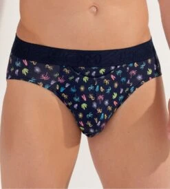 HOM Slip Mini Imprimé California HO1 Bleu – Sous-vêtement Homme en Coton et Modal -Lingerie Sipp slip ho1 california bleu 4