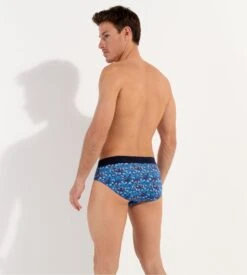 Hom Slip Mini Vibe HO1 Bleu Imprimé - Sous-vêtement Homme en Coton & Modal à Ouverture Horizontale -Lingerie Sipp slip ho1 vibe mini h bleu 3