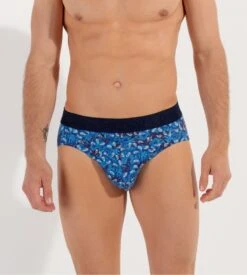 Hom Slip Mini Vibe HO1 Bleu Imprimé - Sous-vêtement Homme en Coton & Modal à Ouverture Horizontale -Lingerie Sipp slip ho1 vibe mini h bleu 4