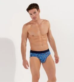 Hom Slip Mini Vibe HO1 Bleu Imprimé - Sous-vêtement Homme en Coton & Modal à Ouverture Horizontale -Lingerie Sipp slip ho1 vibe mini h bleu 5