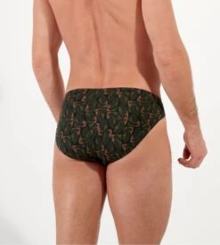 Slip Pour Homme Vizzanova Imprimé Minimaliste Vert Kaki -Lingerie Sipp slip homme kaki imprime vizzanova plante carnivore 3