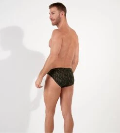 Slip Pour Homme Vizzanova Imprimé Minimaliste Vert Kaki -Lingerie Sipp slip homme kaki imprime vizzanova plante carnivore 4