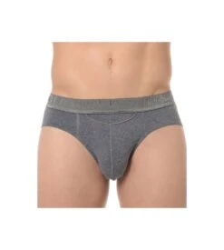 HOM Slip Mini HO1 Gris Chiné – Sous-vêtement Homme avec Ouverture Horizontale